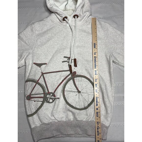 Denmark Bicycle Graphic Light Gray Hoodie Sweatshirt  Drawstring Thick Women's M - Picture 3 of 10